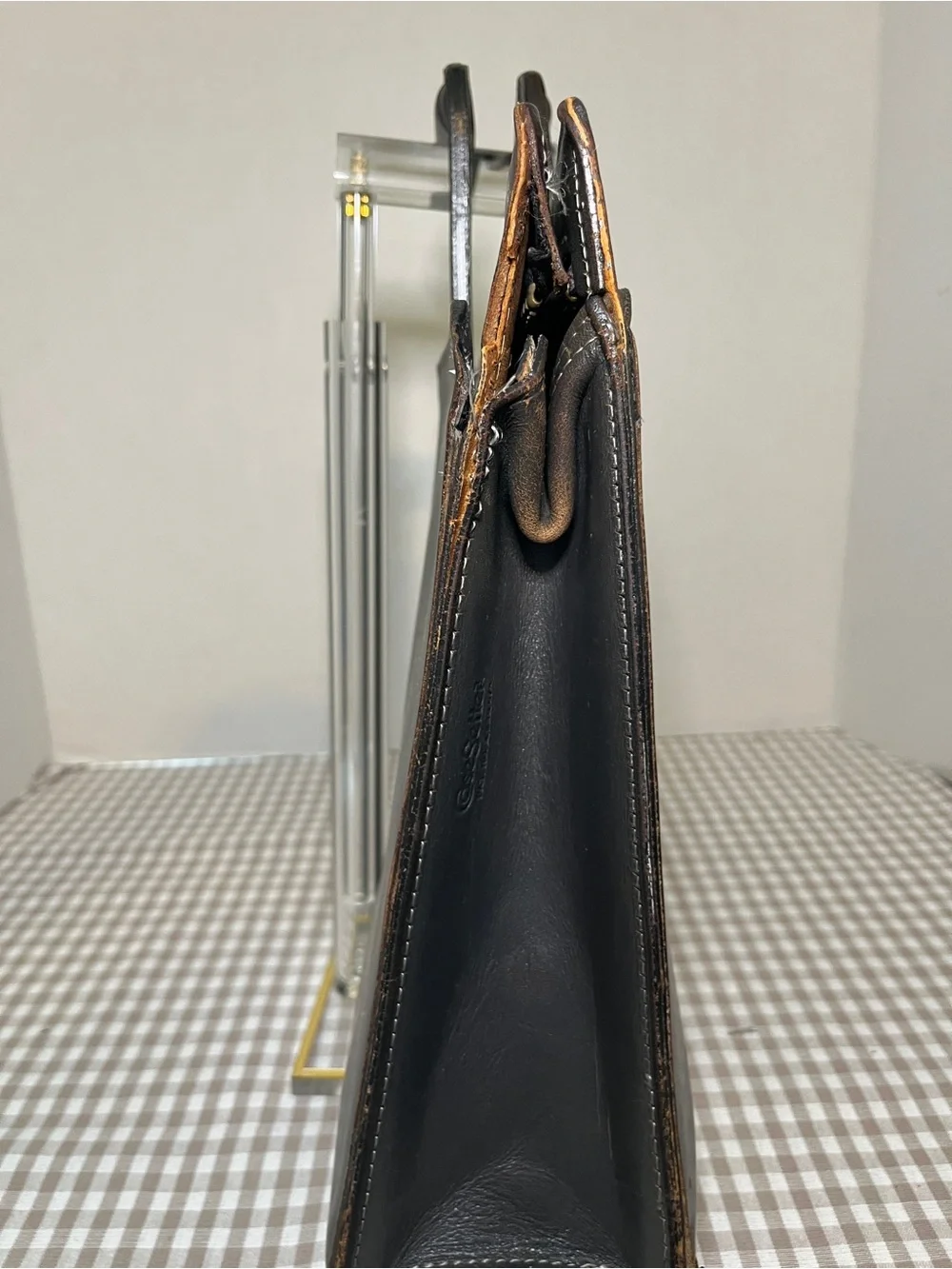 Vintage Schlesinger Brothers Black Leather Briefcase / Portfolio 1970's-80's